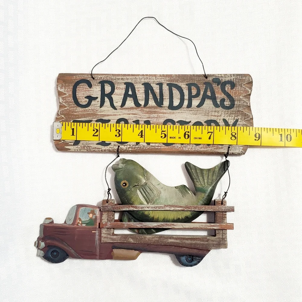 Handcrafted Wood Sign Grandpa's Fish Story. - Picture 8 of 12